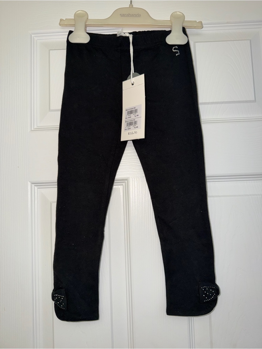 NWT Sarah B. Black Rhinestone Bow Leggings 4T | Italian Boutique $32